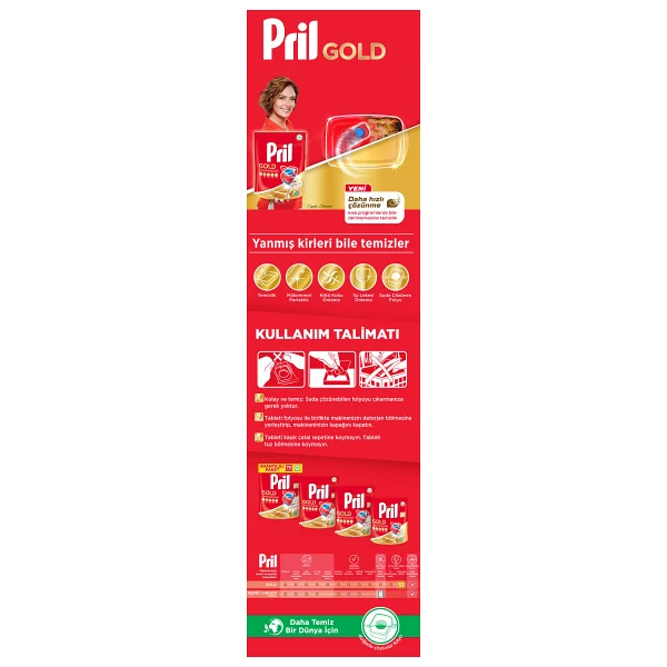 Pril Gold 45 Yıkama Tablet Bulaşık Makinesi Deterjanı Kolay Çözünme ve Ferah Koku - Görsel 7