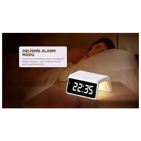 Havit W320 Saat Ve Gece Lambalı Kablosuz Hızlı Şarj Aleti - Görsel 9