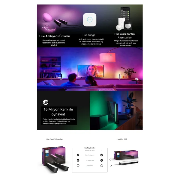 Philips Hue Play 2'li Ekopaket - Siyah - Görsel 9