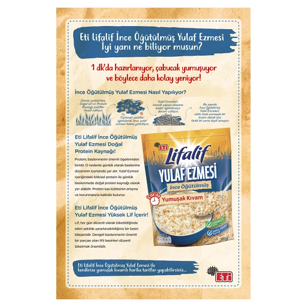 Eti Lifalif İnce Öğütülmüş Yulaf Ezmesi 350 Gr - Görsel 7