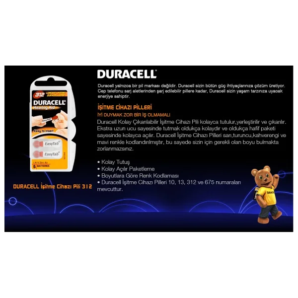 Duracell Activair 312 Numara 6'lı 5 Paket İşitme Cihazı Pili - Görsel 3