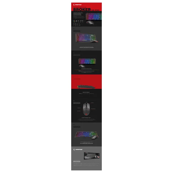Rampage Broker V2 Kb-R310 Kablolu Oyuncu Klavye Mouse Seti - Görsel 10