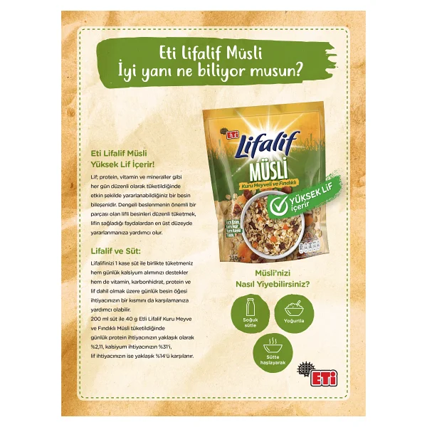 Eti Lifalif 350 Gr Kuru Meyveli Ve Fındıklı Müsli - Görsel 3