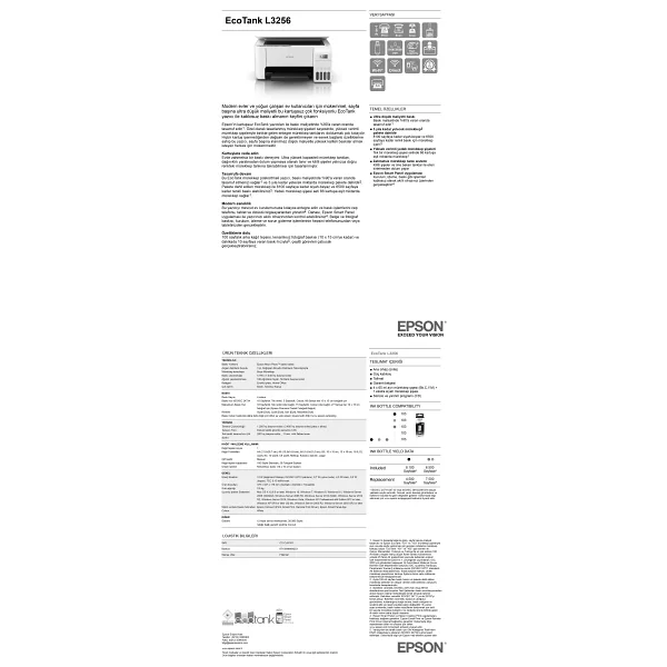 Epson Ecotank L3256 Wi-Fi + Tarayıcı + Fototopi + Tanklı Mürekkep Püskürtmeli Yazıcı - Görsel 5