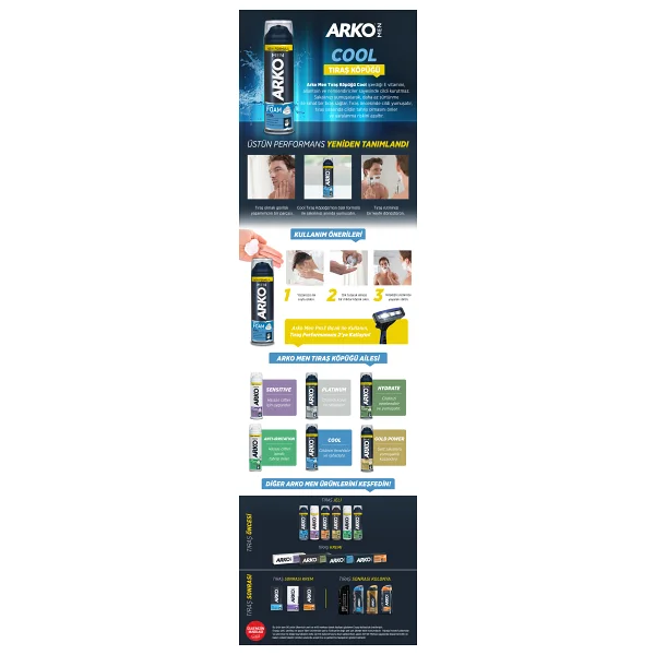 Arko Men Cool 200 Ml 2 Adet Tıraş Köpüğü - Görsel 8