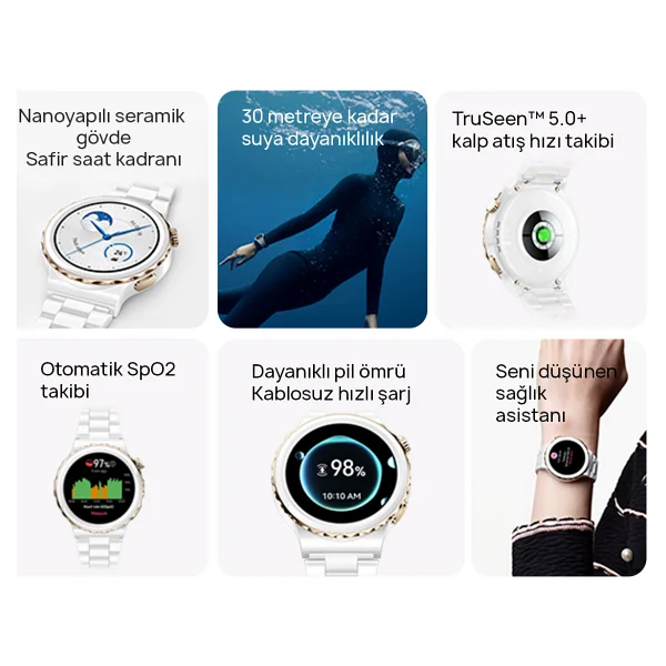 Huawei Watch Gt 3 Pro 43mm Seramik Kasa Ve Beyaz Deri Kayış Akıllı Saat - Görsel 10