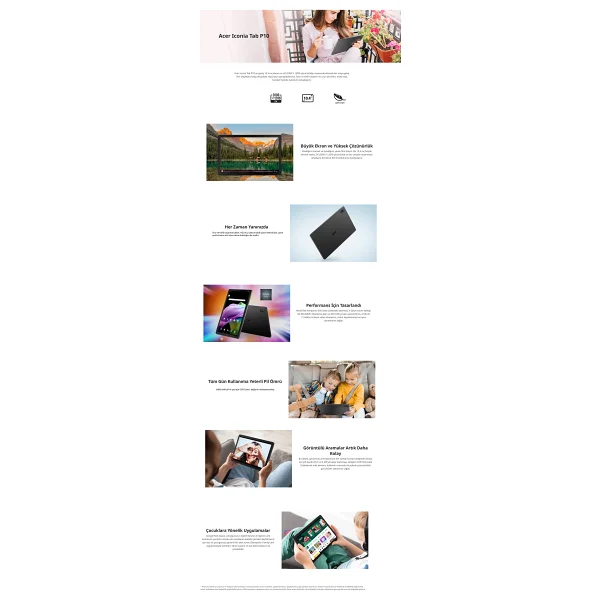 Acer Iconia Tab P10 NT.LFQEY.001 64 GB 10.4" Tablet - Görsel 9