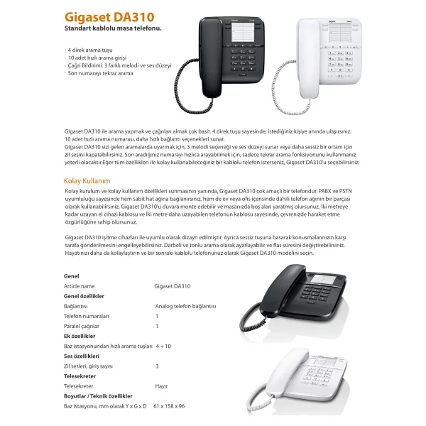 Gigaset Da310 Masaüstü Telefon - Görsel 4