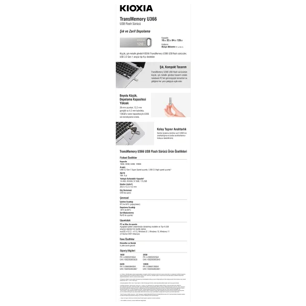 Kioxia Transmemory U366 Lu366s032gg4 32 GB Flash Bellek - Görsel 3