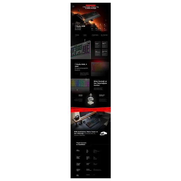 Rampage Simula Kb-Gx65 Siyah RGB Kablolu Oyuncu Klavyesi - Görsel 6