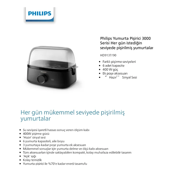Philips 3000 Serisi Hd9137/90 Yumurta Pişirici - Görsel 8