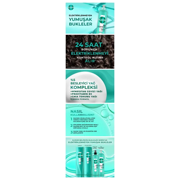 Elidor 7/24 Belirgin Bukleler Şekillendirici 240 Ml Saç Kremi - Görsel 8