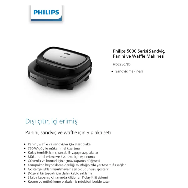 Philips 5000 Serisi Sandviç Makinesi - Siyah - Görsel 8