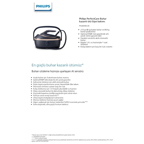 Philips 8000 Serisi Perfectcare Psg8300/20 3120 W Buhar Kazanlı Ütü - Görsel 9