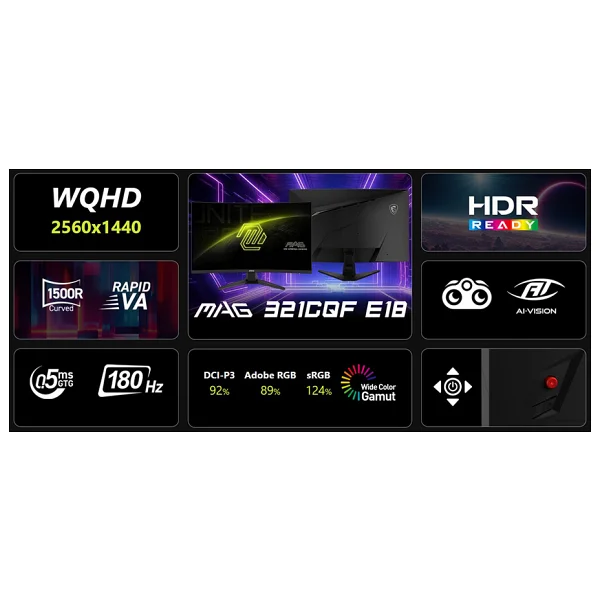 Msı Mag 321cqf E18 31.5" 0.5 Ms 2k Curved 180 Hz Oyuncu Monitörü - Görsel 9