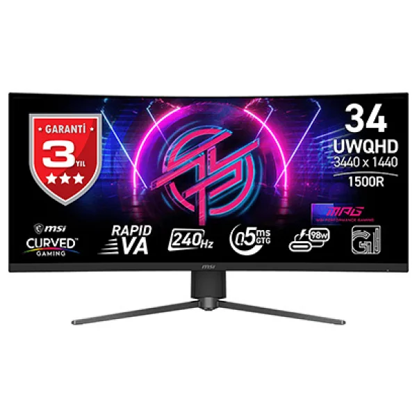 Msı Mpg 346cqrf X24 34" 0.5 Ms Wqhd Curved 240 Hz Oyuncu Monitörü - Görsel 10