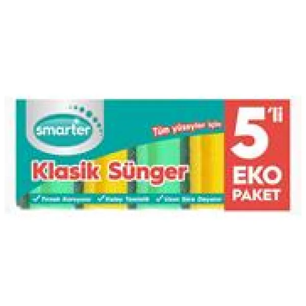 Smarter Klasik Oluklu 5'li Bulaşık Süngeri - Görsel 6