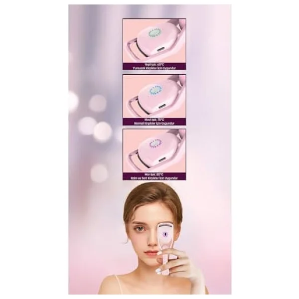 Kıwı Kep-6802 3 Isıtma Kademeli Şarjlı Kirpik Kıvırıcı Pembe - Görsel 6