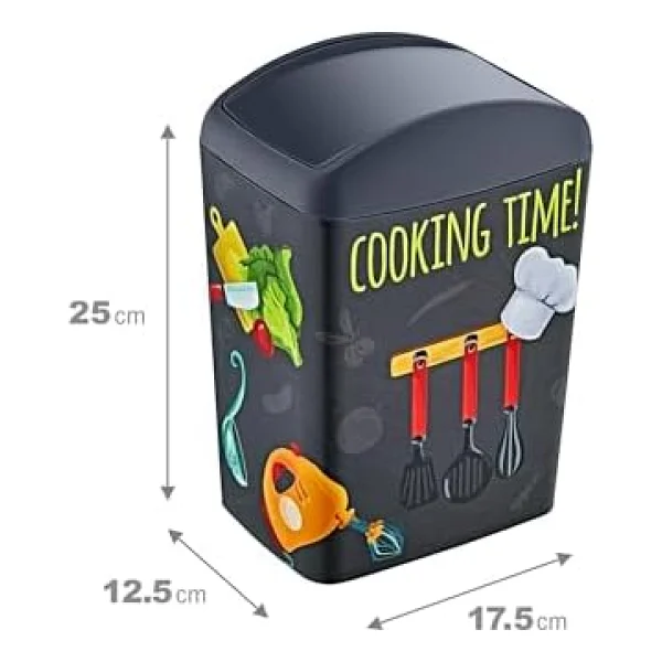 Smartware Soft Resimli Çöp Kutusu Döner Kapak 5 LT COOK - Görsel 6