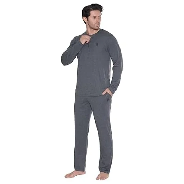 U.S. Polo Assn. Erkek Antrasit Melanj Pijama Takım - Görsel 4
