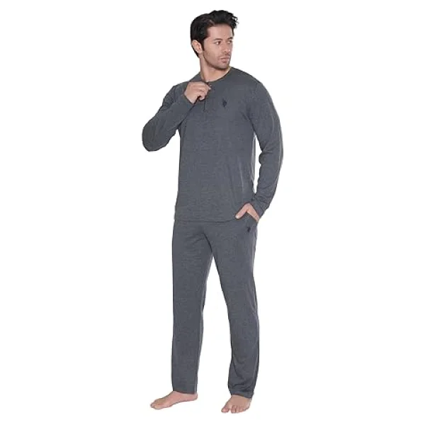 U.S. Polo Assn. Erkek Antrasit Melanj Pijama Takım - Görsel 10
