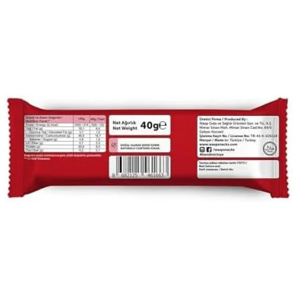 Waspco Vegan Çilekli Protein Bar 40g - Görsel 8