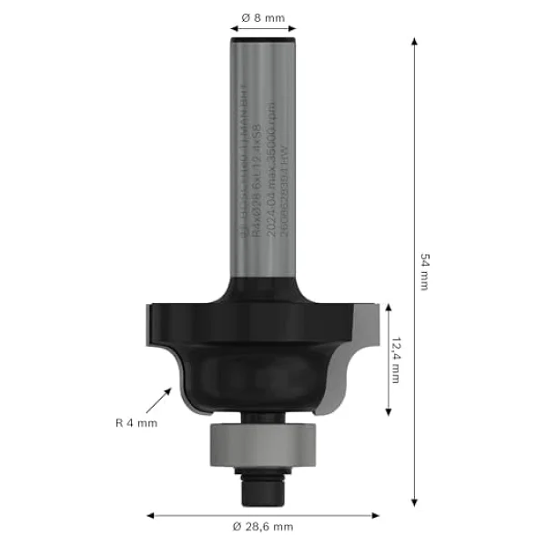 Bosch 2 608 aksesuarı 628 394 profil freze B 8 mm, R1 4 mm, B 8 mm, L 12,7 mm, G 54 mm - Görsel 7