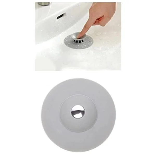 Silikon Lavabo Süzgeci Kilitli Küvet Tıkacı - Görsel 6