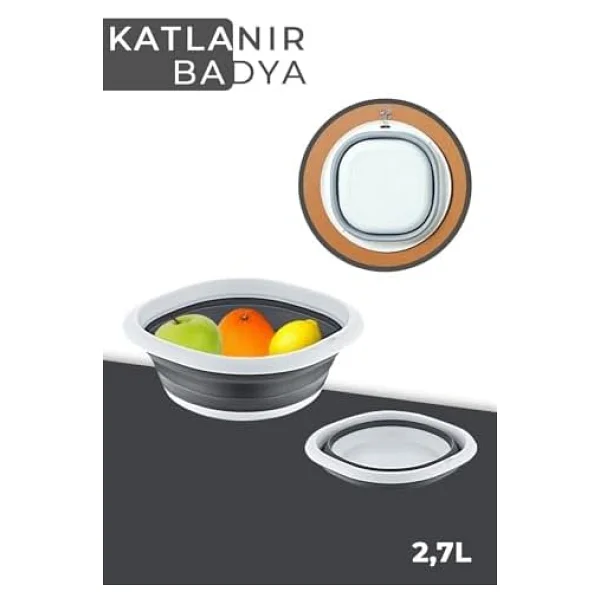 Bee Home Katlanır Badya Leğen Akordiyon Katlanabilir Badya 2,7 lt Orta Badya - Görsel 6