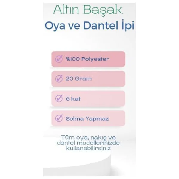 3 Adet Altınbaşak Oya Ve Dantel İpi 20 Gr - Royaleks - No: 027 - Görsel 6