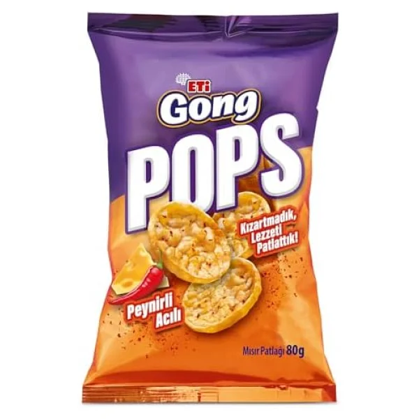 Eti Gong Pops Acı Peynirli Mısır ve Pirinç Patlağı 80 gr - Görsel 3