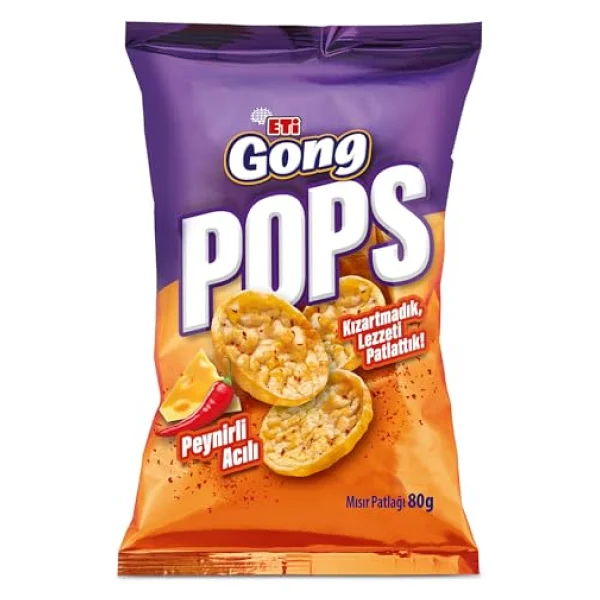 Eti Gong Pops Acı Peynirli Mısır ve Pirinç Patlağı 80 gr - Görsel 5