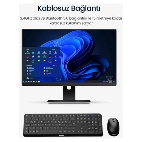Philips Spt6407 Kablosuz Klavye Mouse Seti - Görsel 9