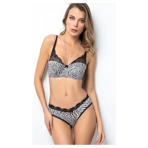 Miorre Push-Up Dolgulu Dantel Detaylı Sütyen Takım Zebra 75 - Görsel 10