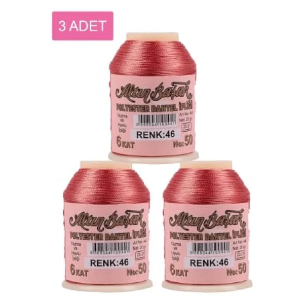 3 Adet Altınbaşak Oya Ve Dantel İpi 20 Gr - Royaleks - No: 046 - Görsel 9