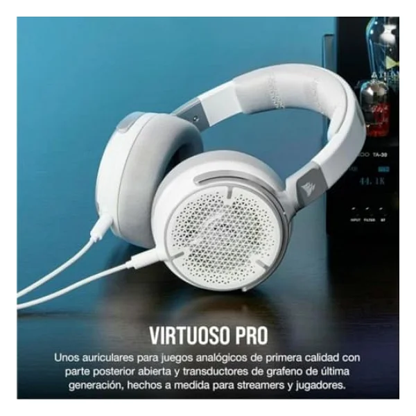 Corsair Virtuoso Pro Açık Oyun Kulaklığı Kablolu - Tek Yönlü Mikrofon Çıkarılabilir - 50 Mm Grafen İletkenler, Frekans Tepkisi 20 Hz - 40 Khz - Beyaz - Görsel 10