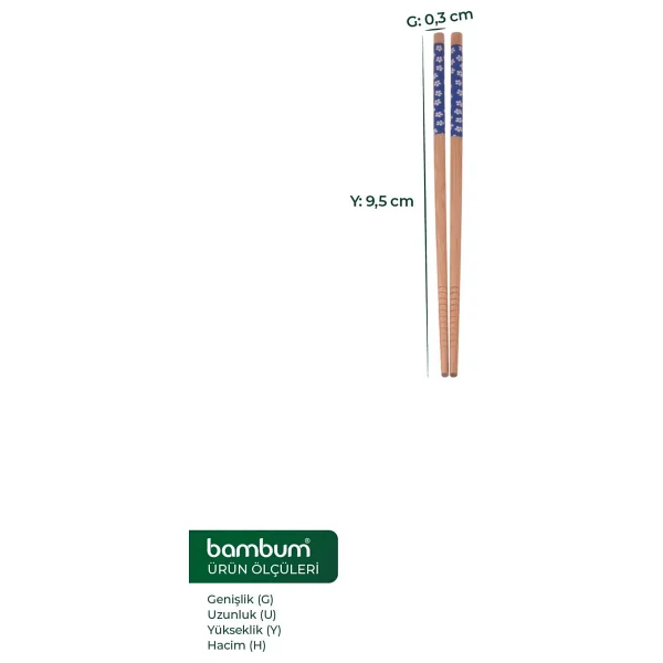 Bambum Hika - 4 Çift Chopstick - Görsel 3