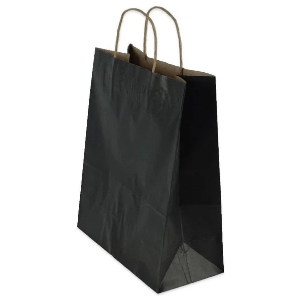 Büküm Saplı Kraft Kağıt Çanta Karton Hediyelik Poşet Torba - Siyah - 18x24 Cm. - 5 Adetlik Paket - Görsel 4