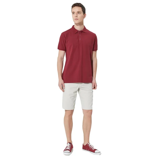 Altınyıldız Classıcs Slim Fit Dar Kesim Polo Yaka %100 Pamuk Kısa Kollu Tişört, Renk Bordo, Beden M - Görsel 3