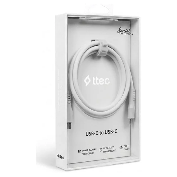 Ttec 2dk59b 1.2 M Beyaz Type-C To Type-C Hızlı Şarj Kablosu - Görsel 5