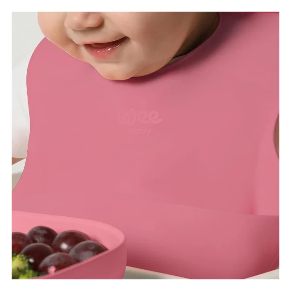 Wee Baby Nanninom Pembe Silikon Mama Önlüğü - Görsel 5