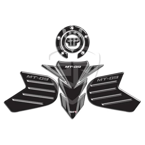 Yamaha Mt 09 Tank Pad Depo Kapak Pad Yan Pad Komple Set Gri Siyah - Görsel 5