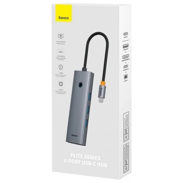 Baseus Hub 6w1 Ultrajoy 6 Port (USB-C 1 X Hdmı4k @ 30 Hz + 3 X USB 3.0 + 1 X Pd + Rj45) - Görsel 4