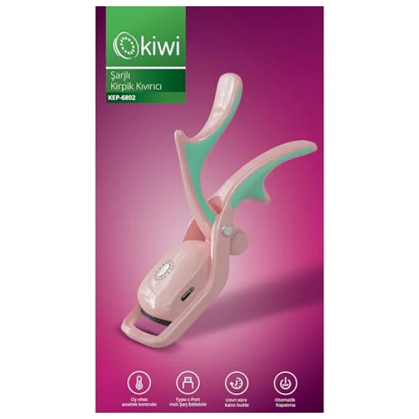 Kıwı Kep-6802 3 Isıtma Kademeli Şarjlı Kirpik Kıvırıcı Pembe - Görsel 9