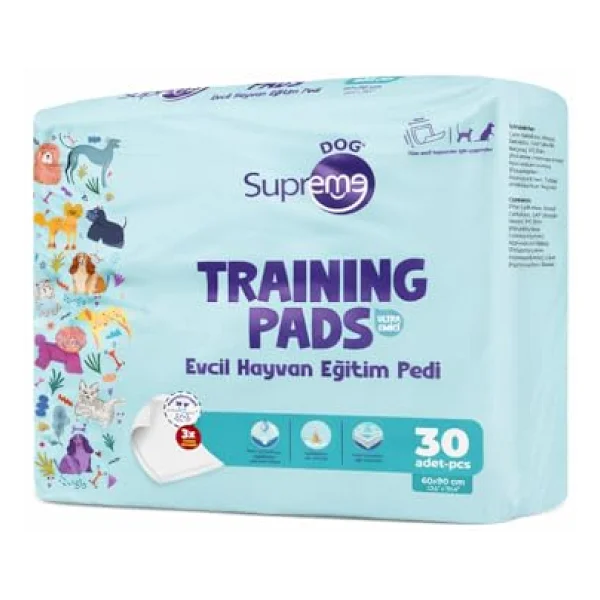 Supreme Dog Köpek Tuvalet Pedi, Sızdırmaz, Yavru, Hasta ve Yaşlı Köpekler İçin Evcil Hayvan Eğitim Pedi 60 X 90 CM 30'LU - Görsel 3