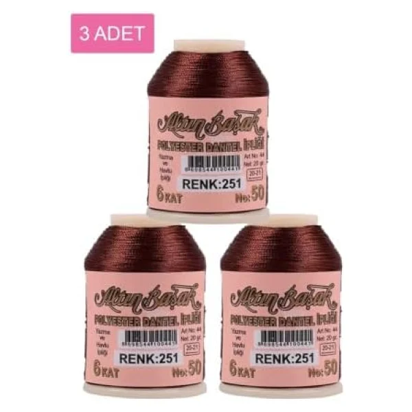 3 Adet Altınbaşak Oya Ve Dantel İpi 20 Gr - Royaleks - No: 251 - Görsel 5