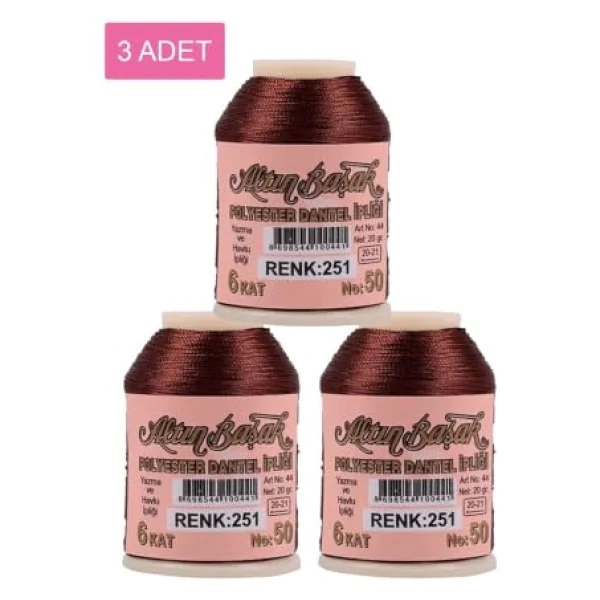 3 Adet Altınbaşak Oya Ve Dantel İpi 20 Gr - Royaleks - No: 251 - Görsel 9