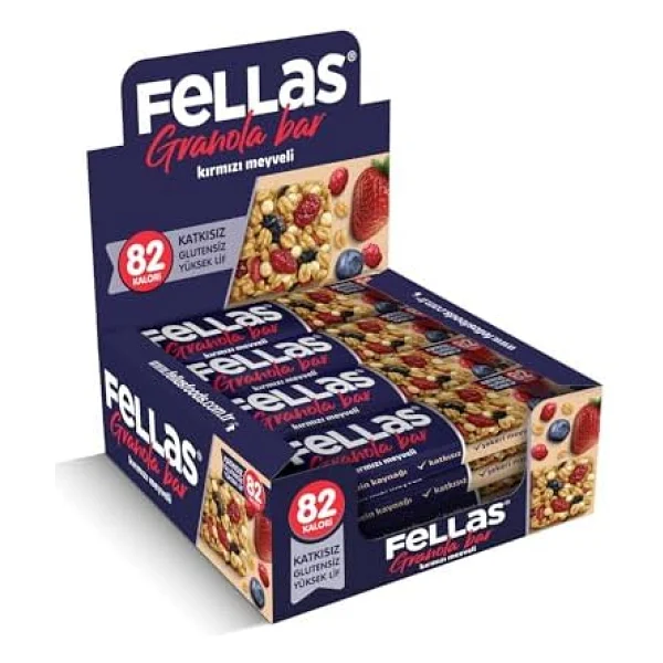 Fellas Granola Bar Kırmızı Meyveli, 23 Gram, 12 Adet - Görsel 8