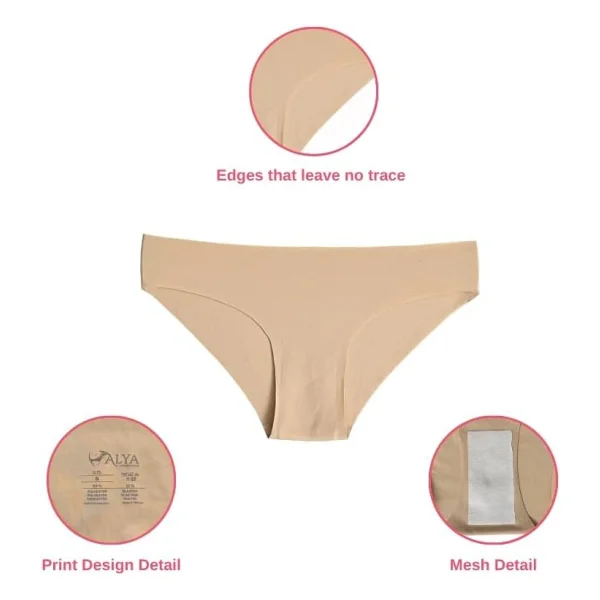 ALYA UNDERWEAR Basic Lazer Kesim Kadın Bikini Külot Dikişsiz Kadın Slip - Ultra Esnek ve Rahat 6'lı Paket A08 M - Görsel 3