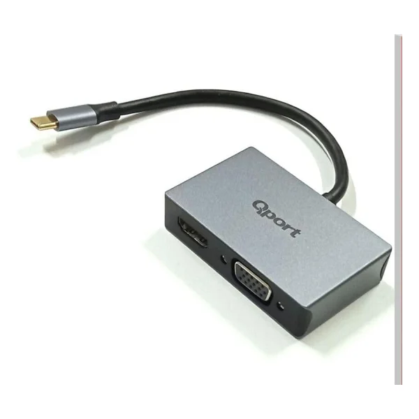 Qport Q-THV2 Type-C To HDMI/VGA Çevirici - Görsel 2